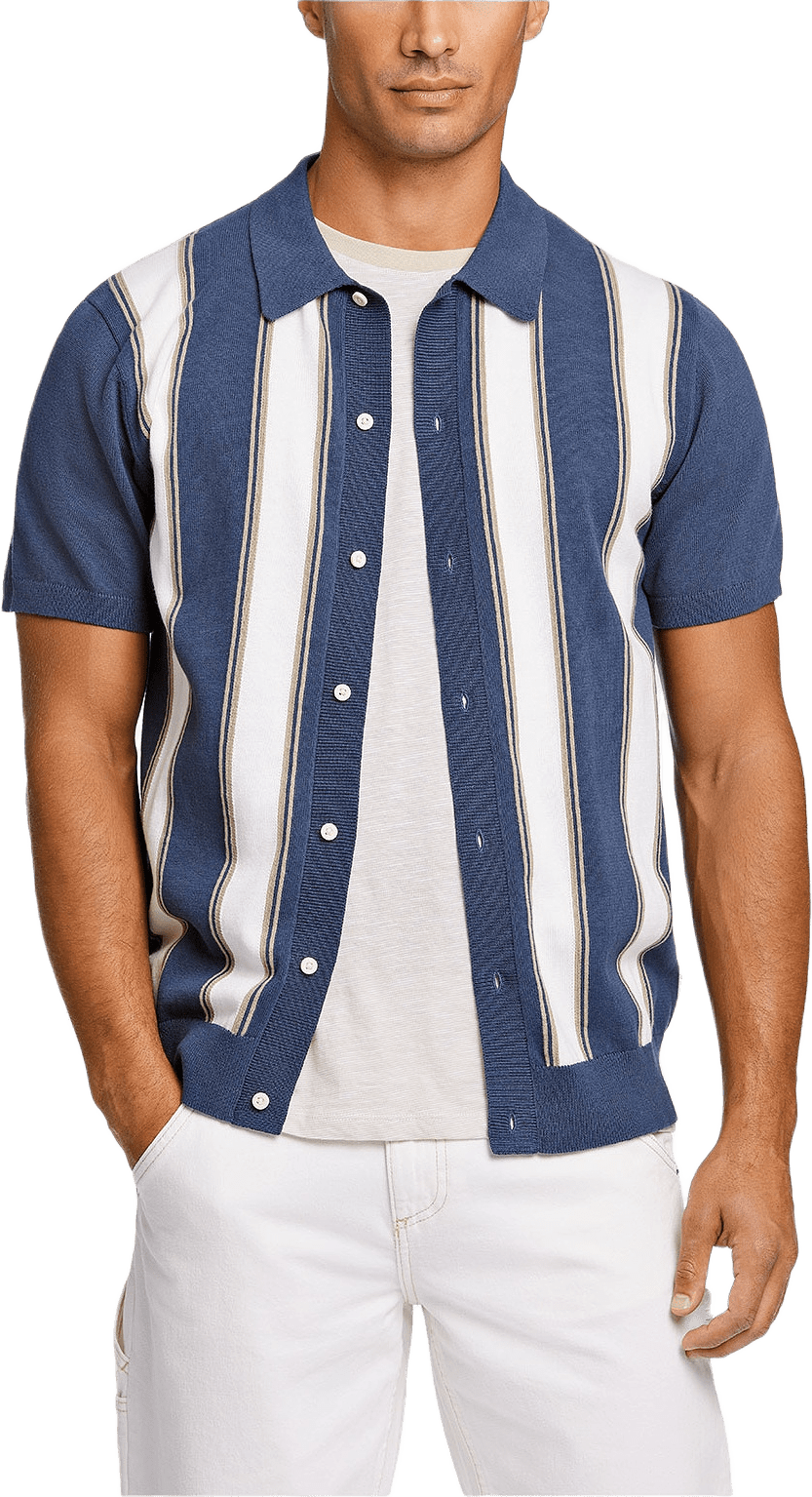 Knitted polo cardigan, från Lindbergh, i färgen Dk Blue.