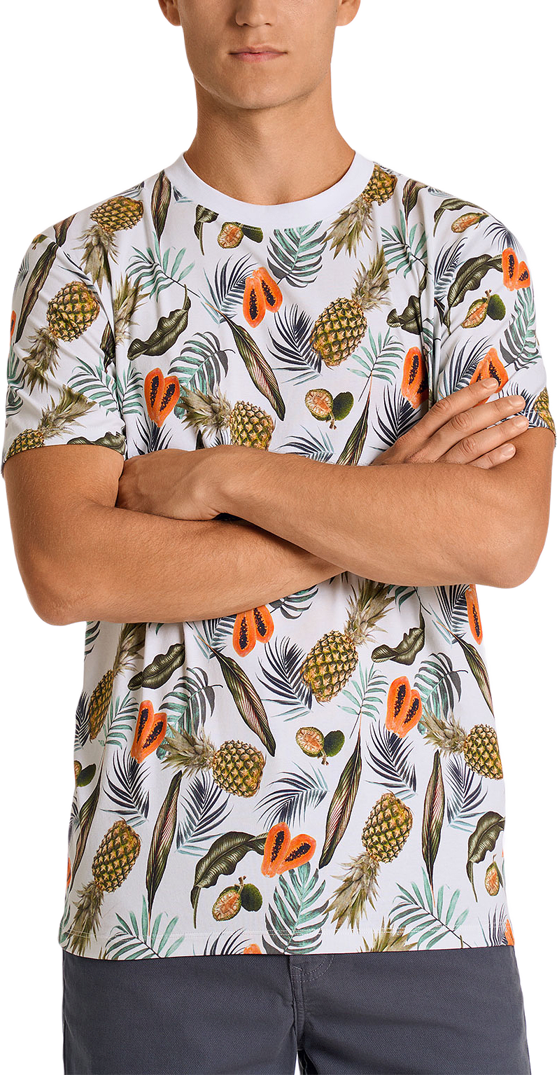 Juicy AOP o-neck tee S/S, från Lindbergh, i färgen White.