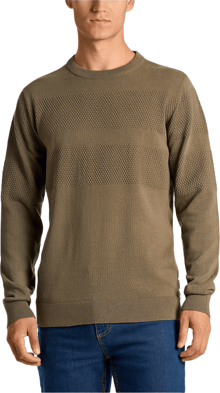 Purl knit o-neck jumper, från Lindbergh, i färgen Army.