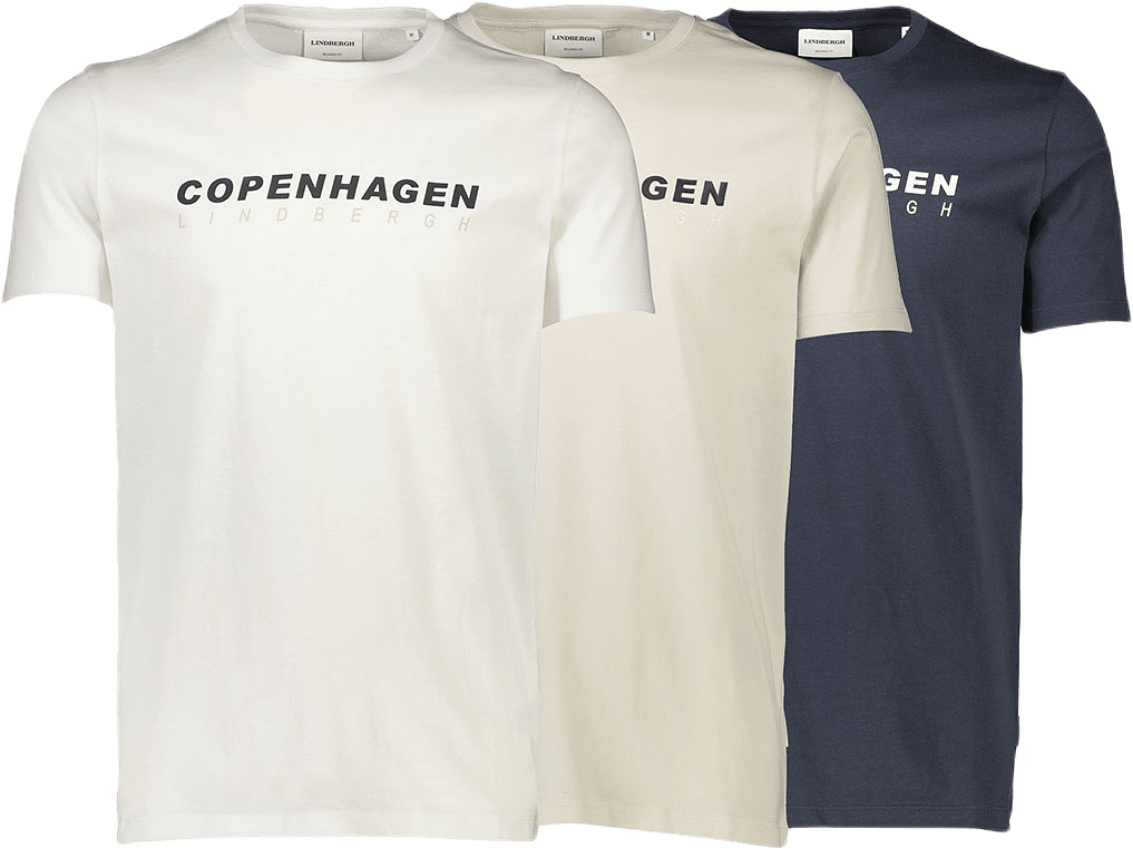 3 pack CPH tee S/S, från Lindbergh, i färgen Nb-gm-wh.