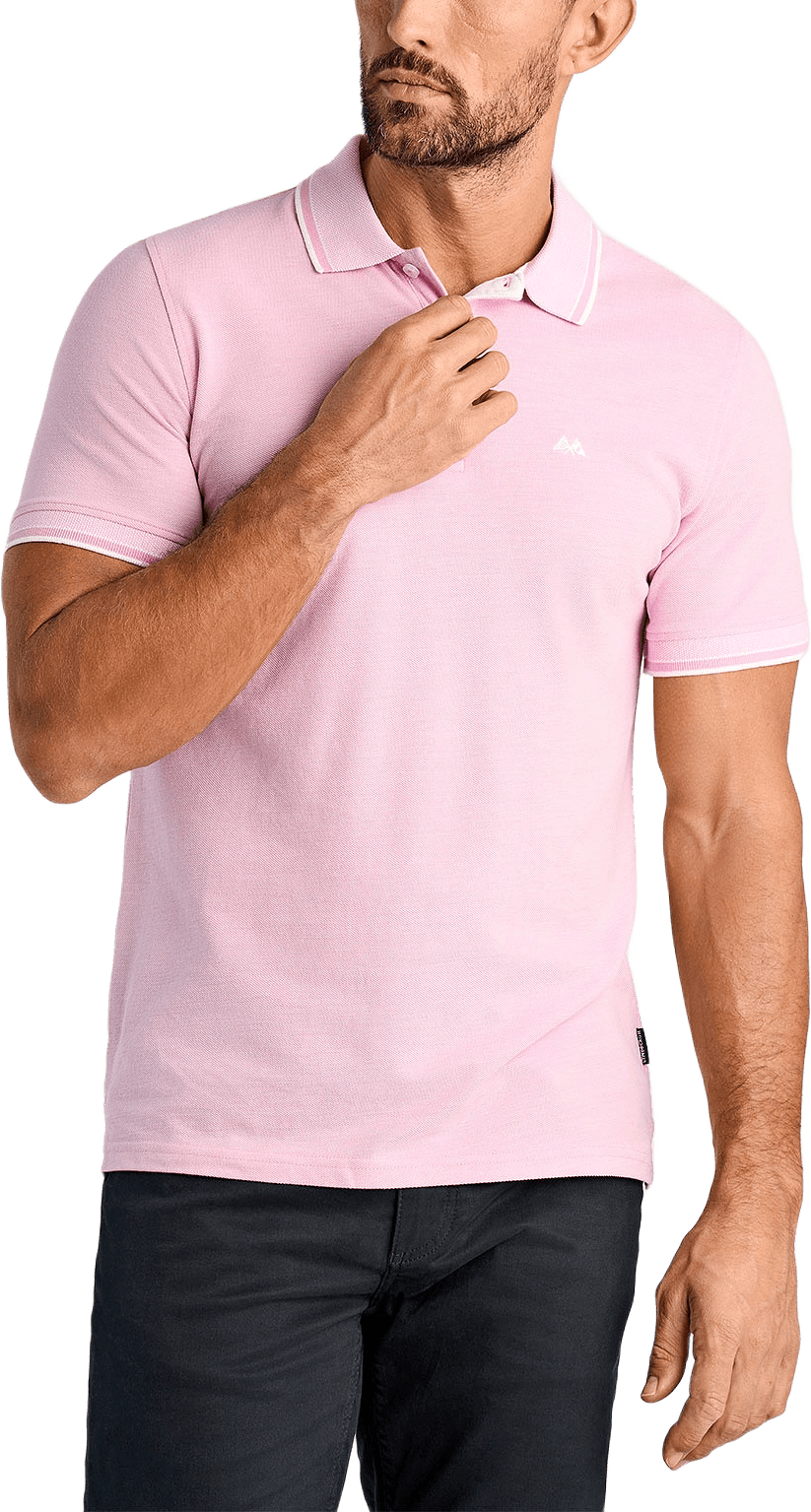Orangic cotton polo piqué S/S- relaxed fit- regular collar, från Lindbergh, i färgen Pink.