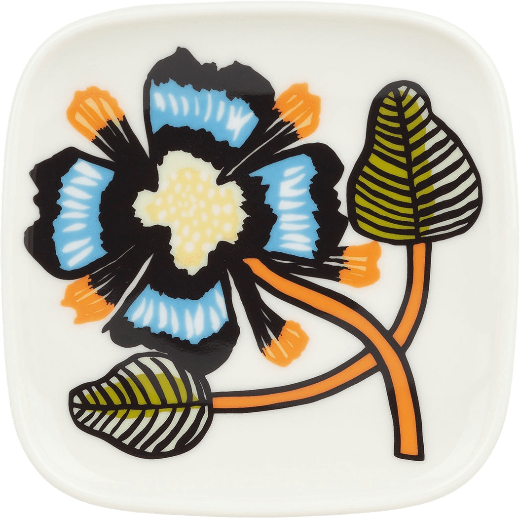 Tiara Plate 10X10Cm, från Marimekko, i färgen White, Warm Or, Green.