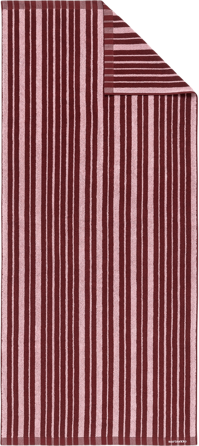 Raide Bath Towel 70X150 Cm, från Marimekko, i färgen Burgundy, Pink.
