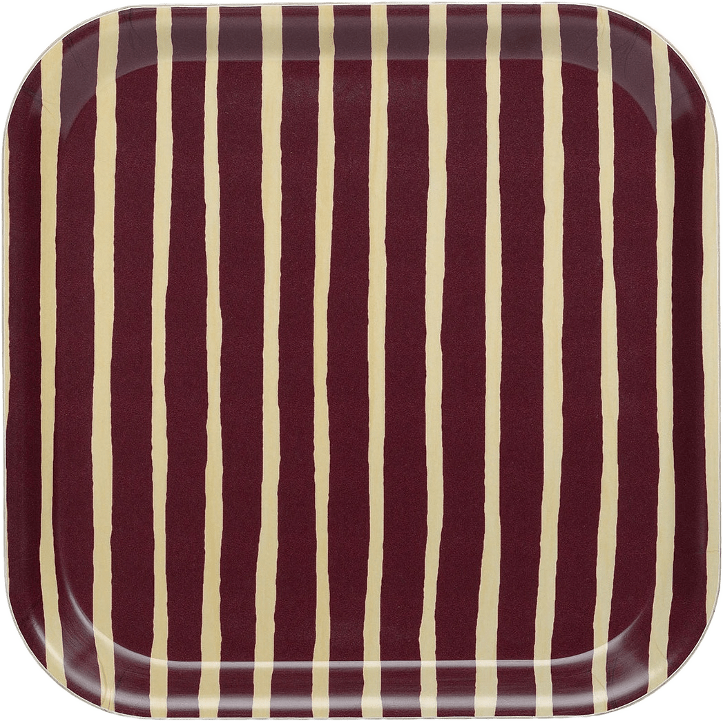 Piccolo Tray 20X20 Cm, från Marimekko, i färgen Birch, Burgundy.