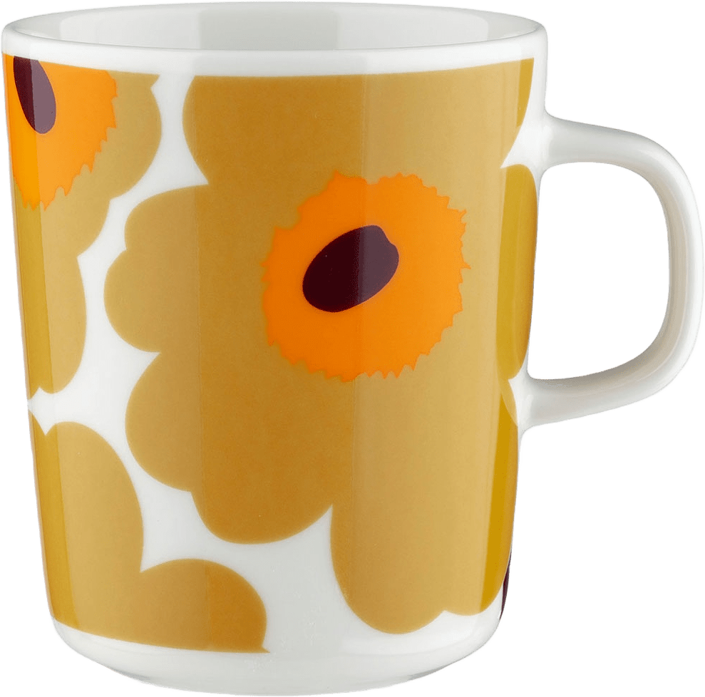 Unikko Mug 2,5Dl, från Marimekko, i färgen White, Caramel, Warm Orange.