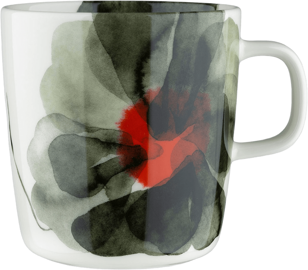 Valssi Mug 4 Dl, från Marimekko, i färgen White, Forest Green,tomato Red.