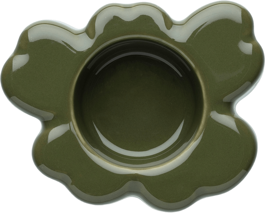 Unikko Tea Light Holder 10X3 Cm, från Marimekko, i färgen Harvest Green.