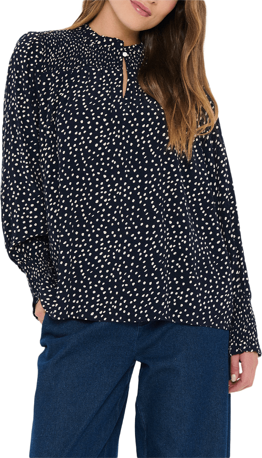 MalikaSZ Blouse, från Saint Tropez, i färgen Nightsky Creme Drea Dot.