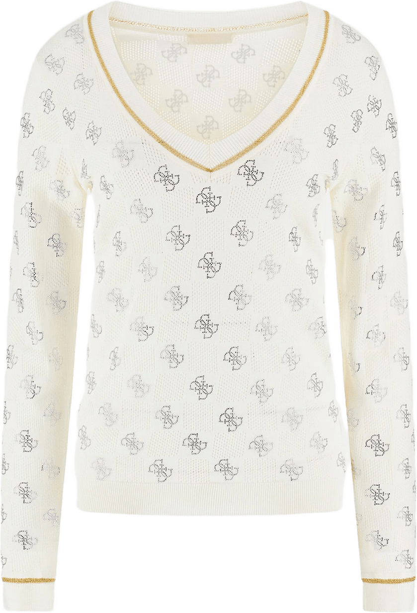 Rosie 4G Vn Ls Swtr, från Guess, i färgen Cream White.