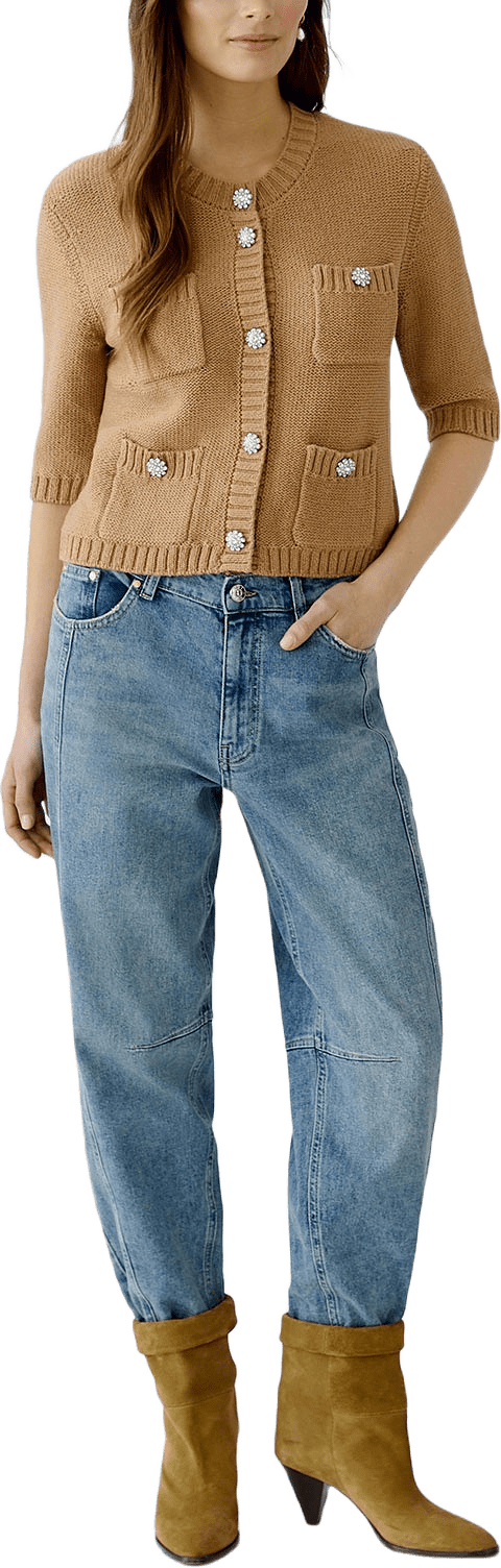 Cardigan, från Oui, i färgen Salty Caramel.