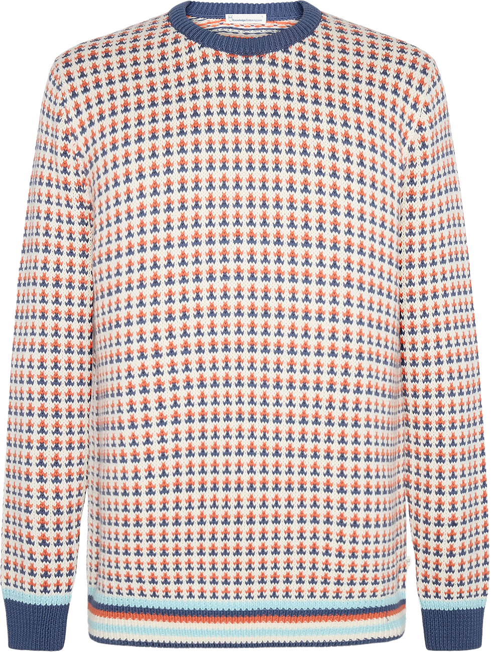 Cotton Jaquard Crew Neck Knit Shirt, från Knowledge Cotton Apparel, i färgen Multi Color Stripe.
