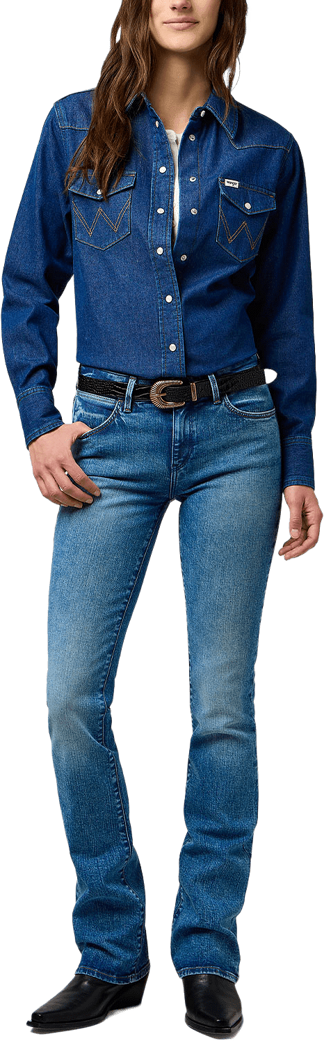 Western Shirt, från Wrangler, i färgen Dark Wash.