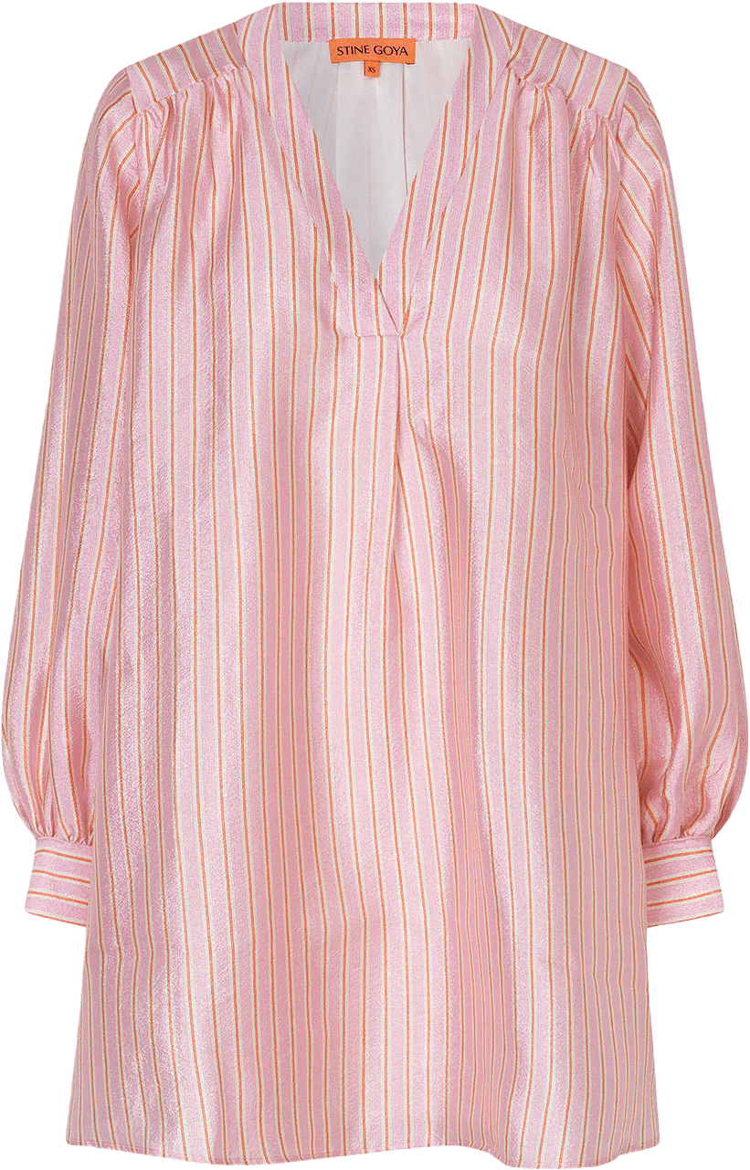 Kimono Mini Dress, från Stine Goya, i färgen Rose Pinstripe.