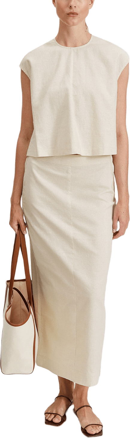 SARONNO Linen Skirt, från Stylein, i färgen Raw Linen.