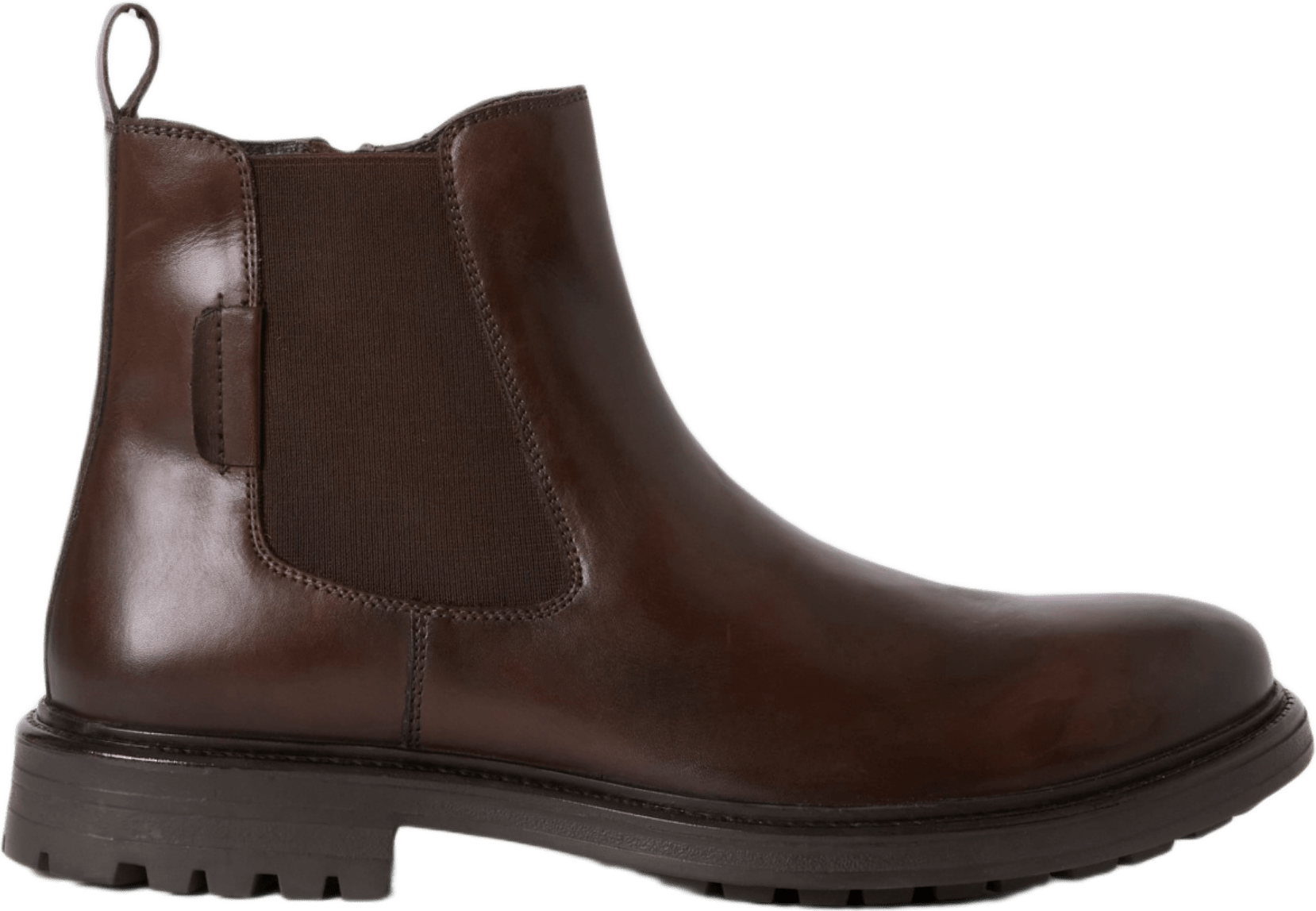 Chelsea boots i skinn, från NORVIE, i färgen Dk.brown.