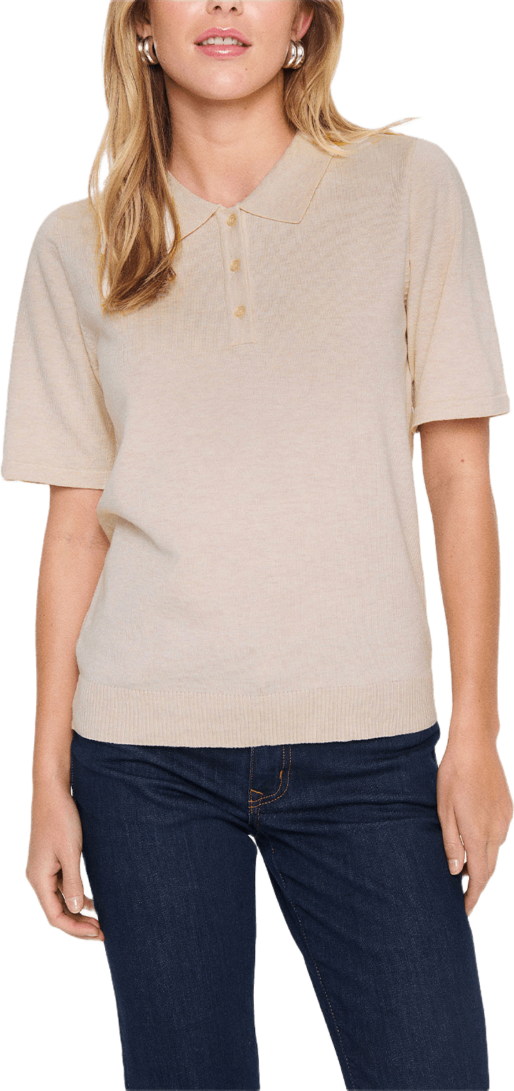 MilaSZ Polo SS Pullover, från Saint Tropez, i färgen Gray Morn Melange.