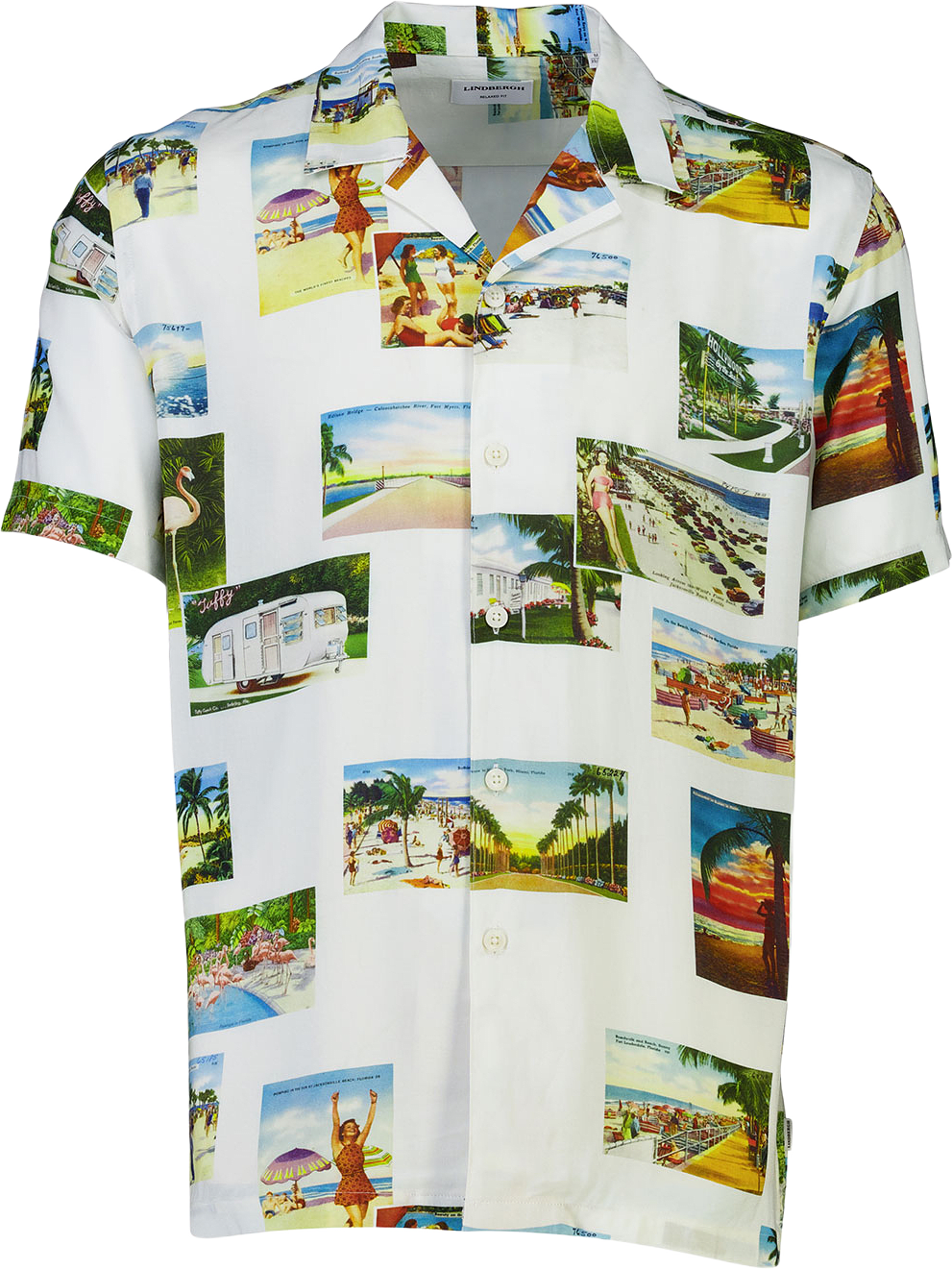 Resort Viscose AOP Shirt S/S, från Lindbergh, i färgen White.