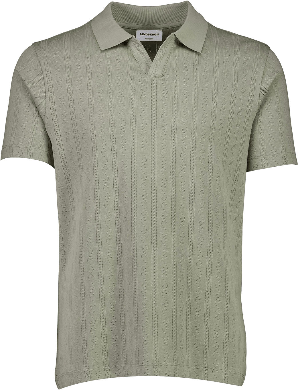 Jacquard V-neck Polo shirt, från Lindbergh, i färgen Khaki.