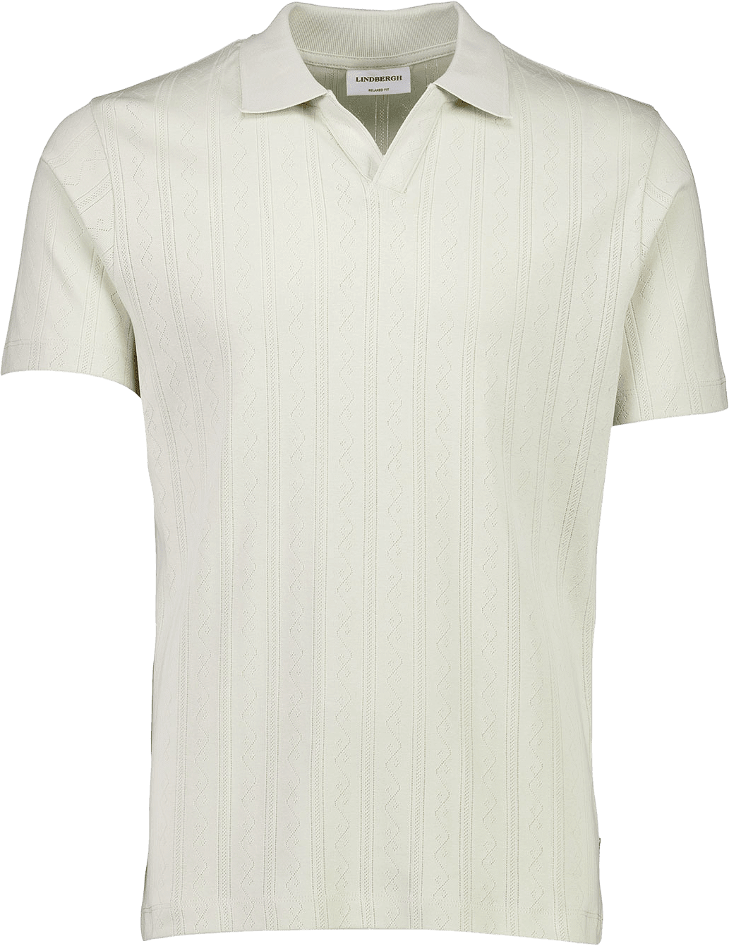 Jacquard V-neck Polo shirt, från Lindbergh, i färgen Lt Stone.