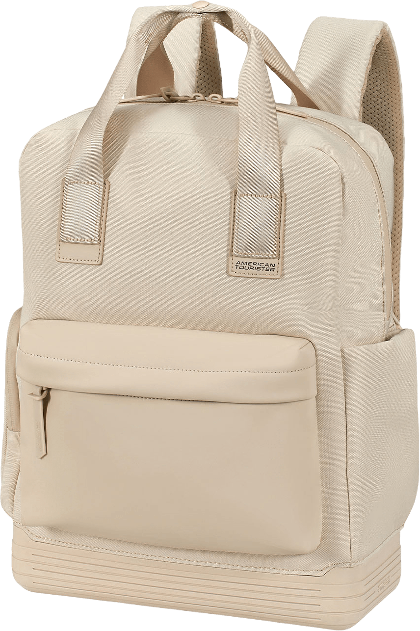 Dataryggsäck totemodell med extra stadig botten, från American Tourister, i färgen Beige.