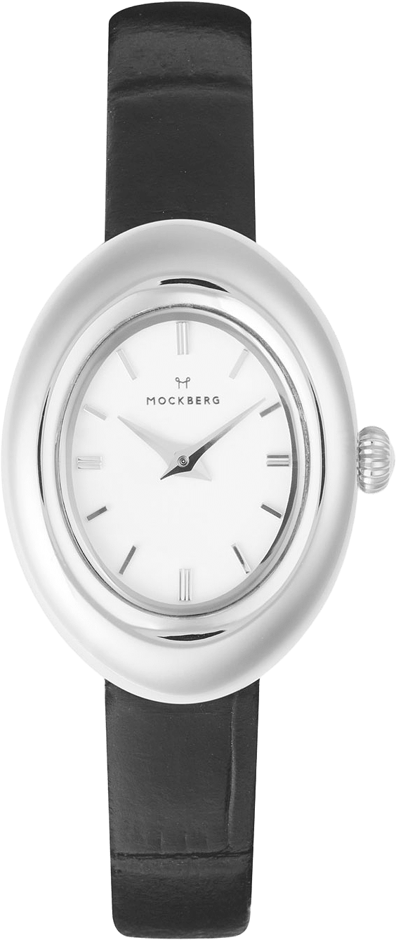 Belle Oval Leather Steel Watch, från Mockberg, i färgen Silver.