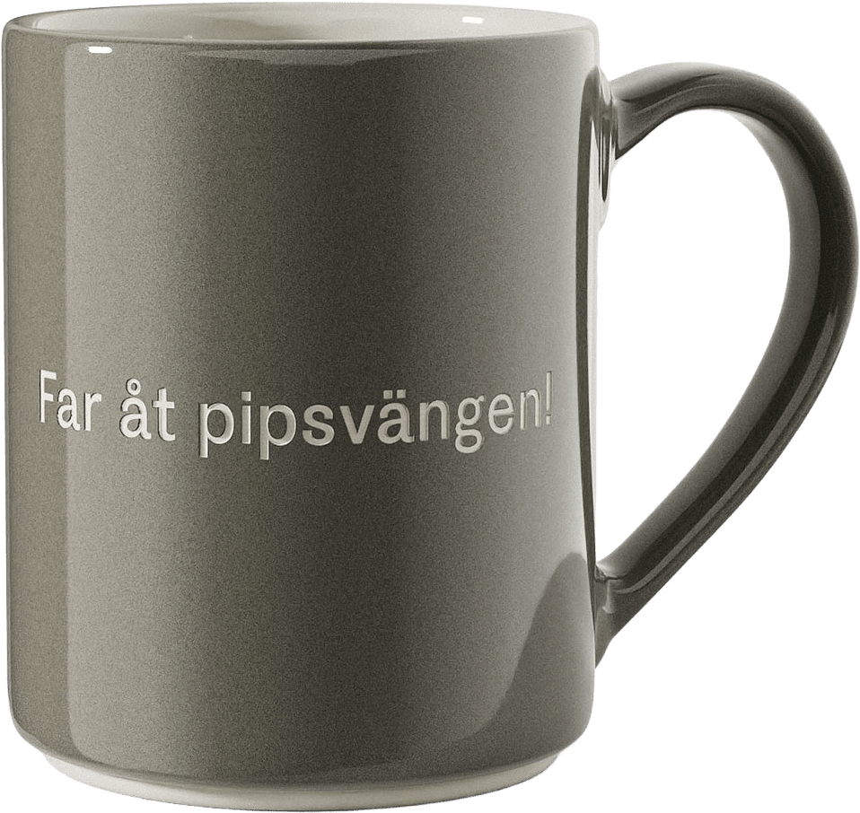 Astrid Lindgren Mugg, från Design House Stockholm, i färgen Far Åt Pipsvängen!.