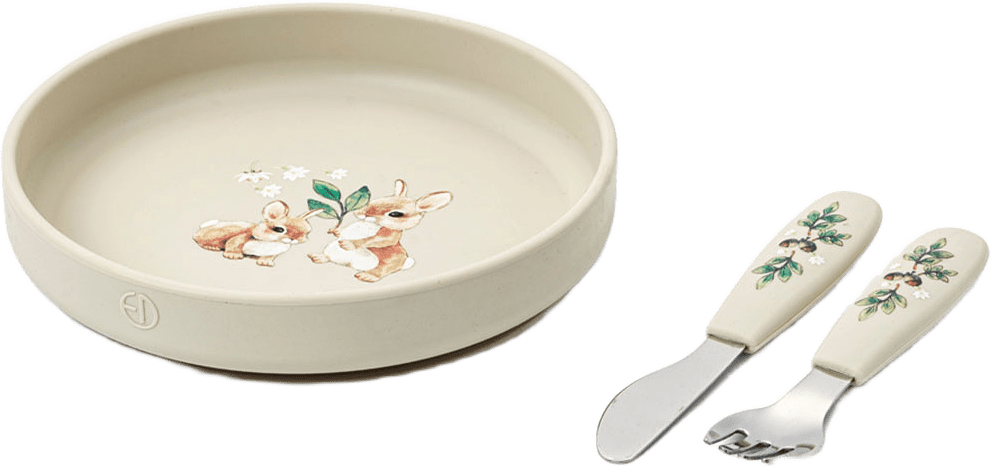 Elodie Silicone Plate set, från Elodie Details, i färgen Bunny Darling.