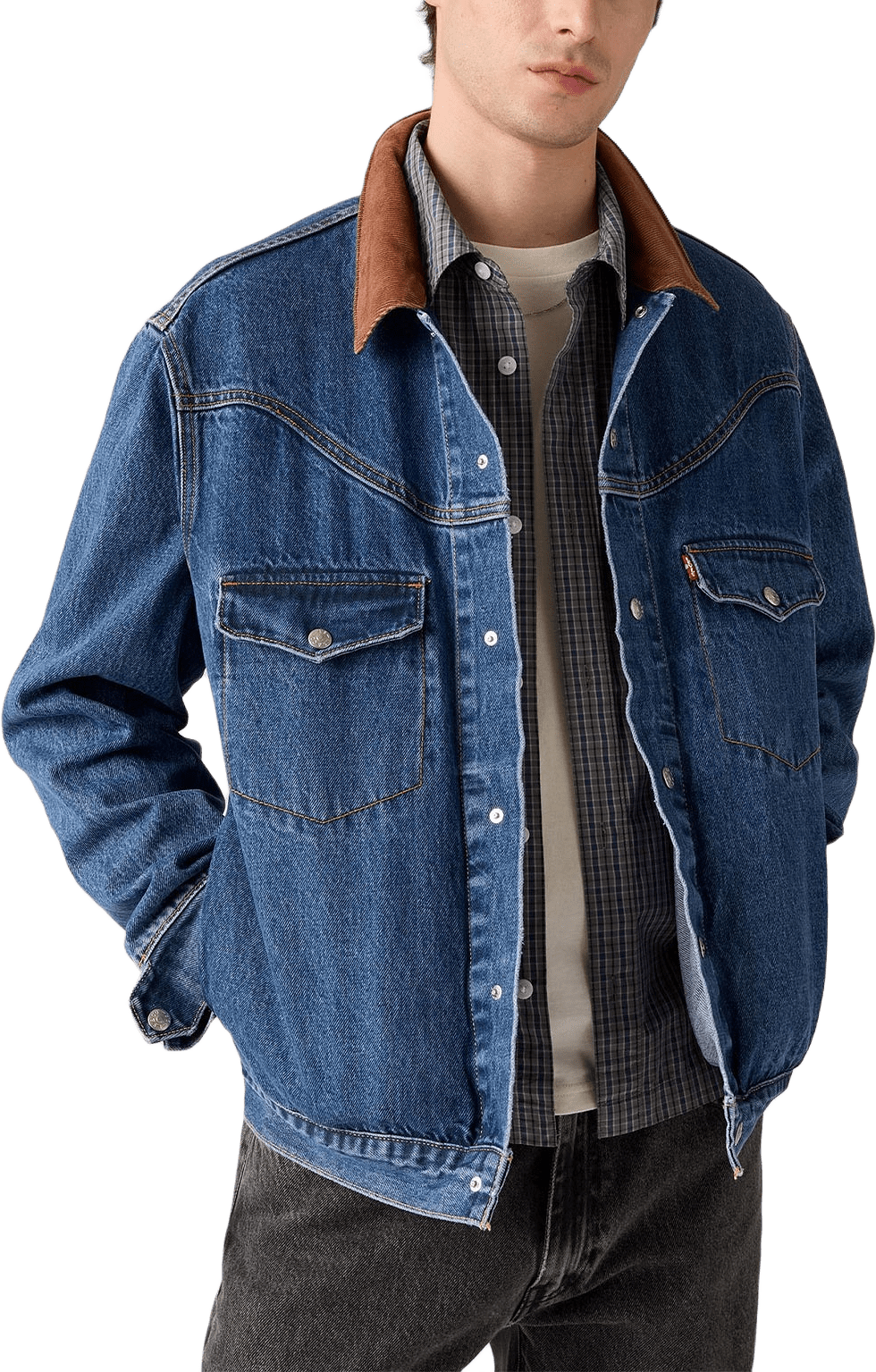 Western Shorthorn Trucker Jacket, från Levi's, i färgen Dark Indigo - Worn In.
