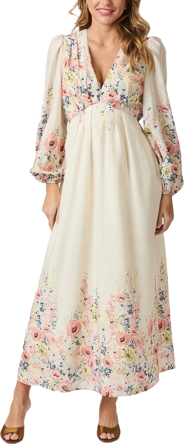 Silfi Flower Print Dress, från Neo Noir, i färgen Creme.