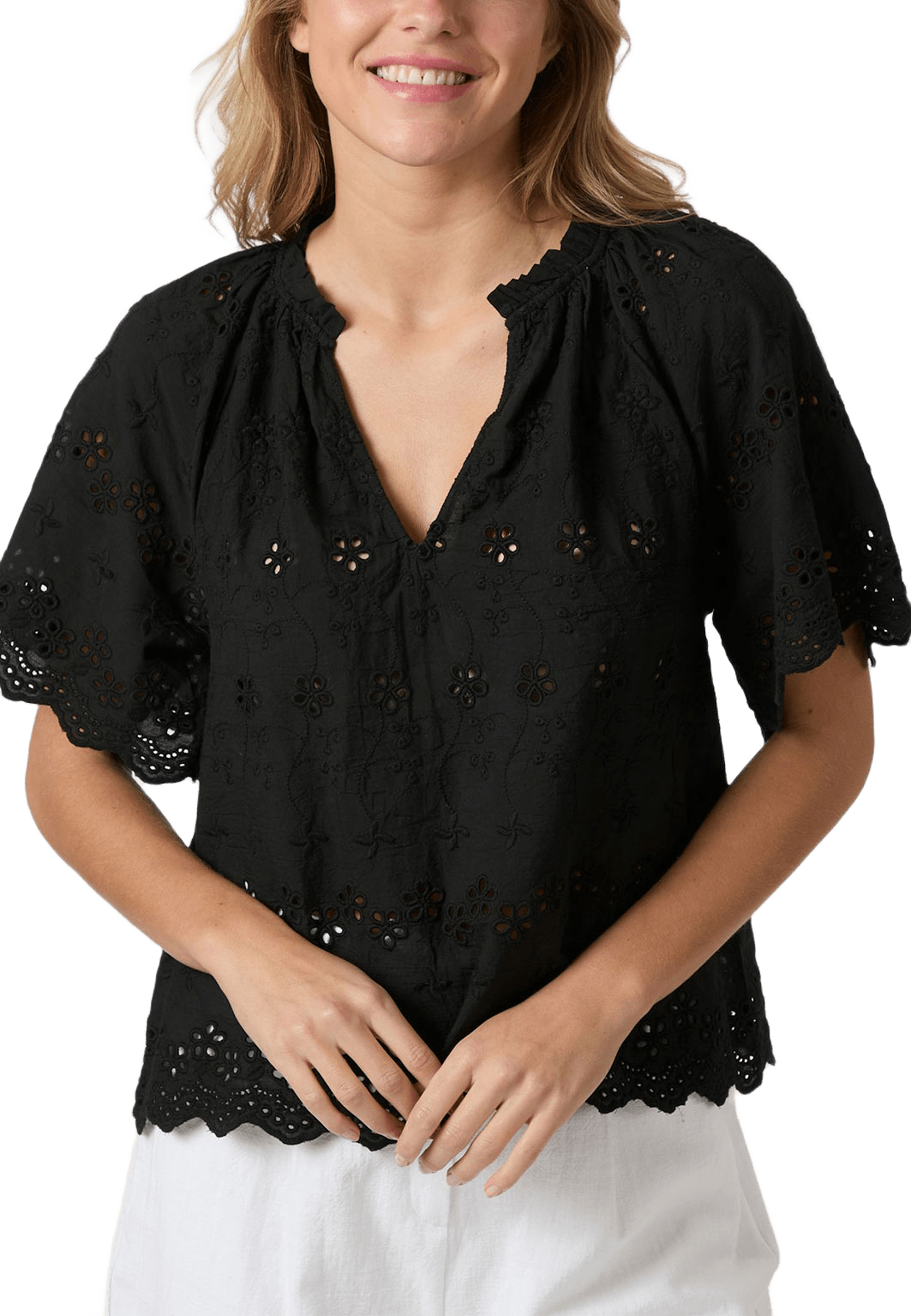 Odet Embroidery Blouse, från Neo Noir, i färgen Black.