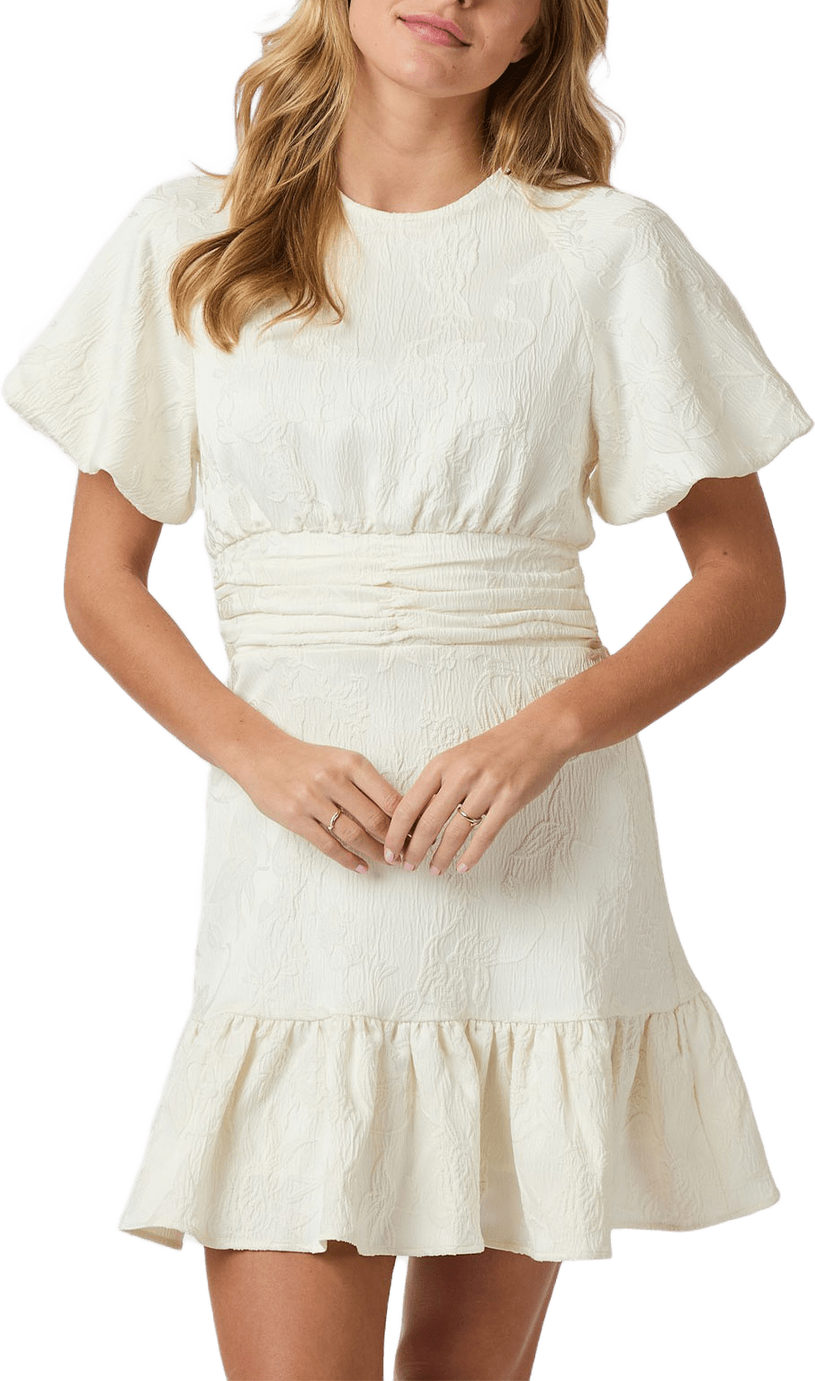 Sulli Jacquard Dress, från Neo Noir, i färgen Creme.