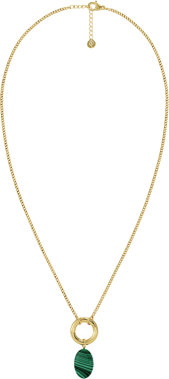 Beach Crystal Necklace Green Gold