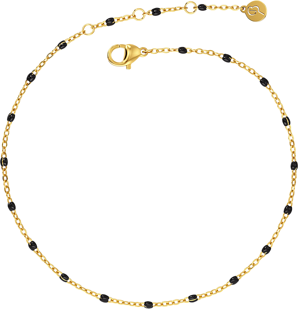 Perlina Chain Anklet Black Gold