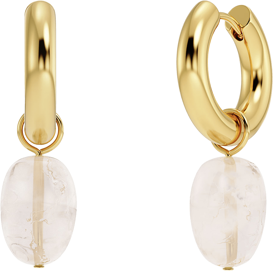 Beach Crystal Hoops Pink Gold