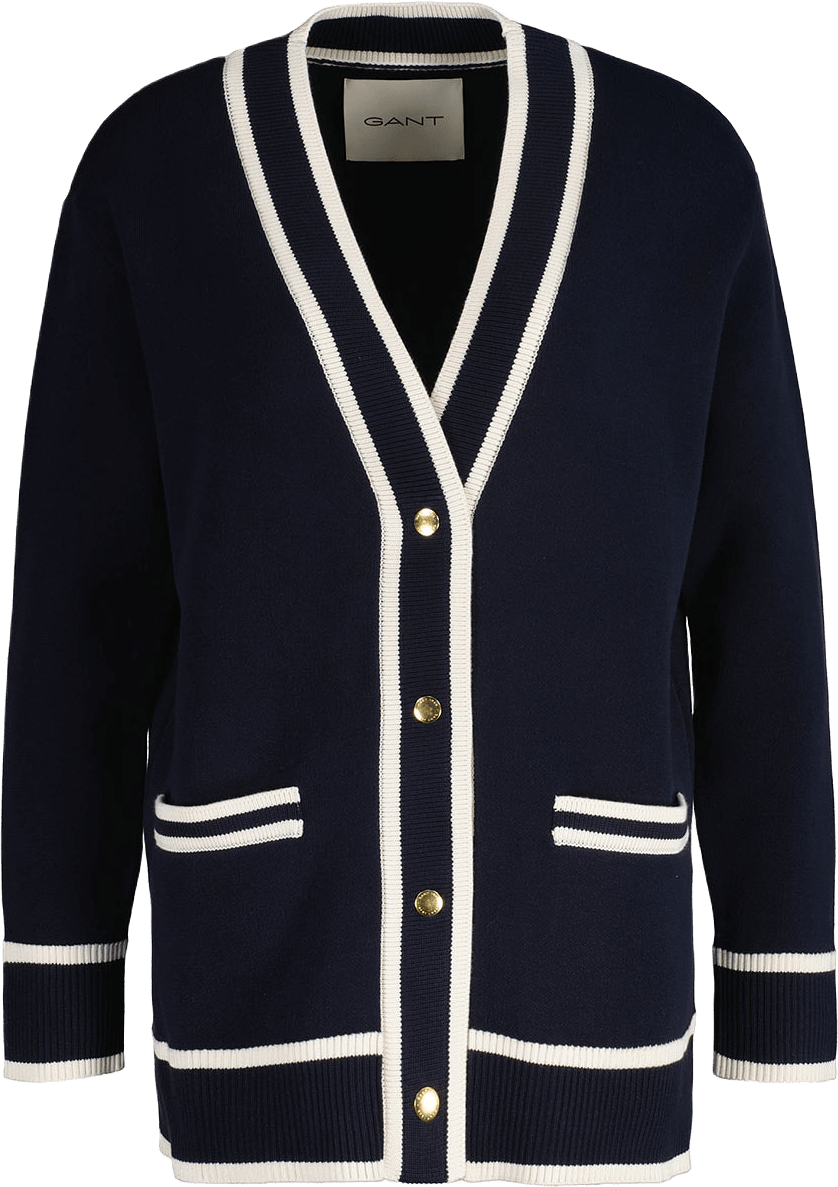 Contrast Knit Cardigan, från GANT, i färgen Evening Blue.