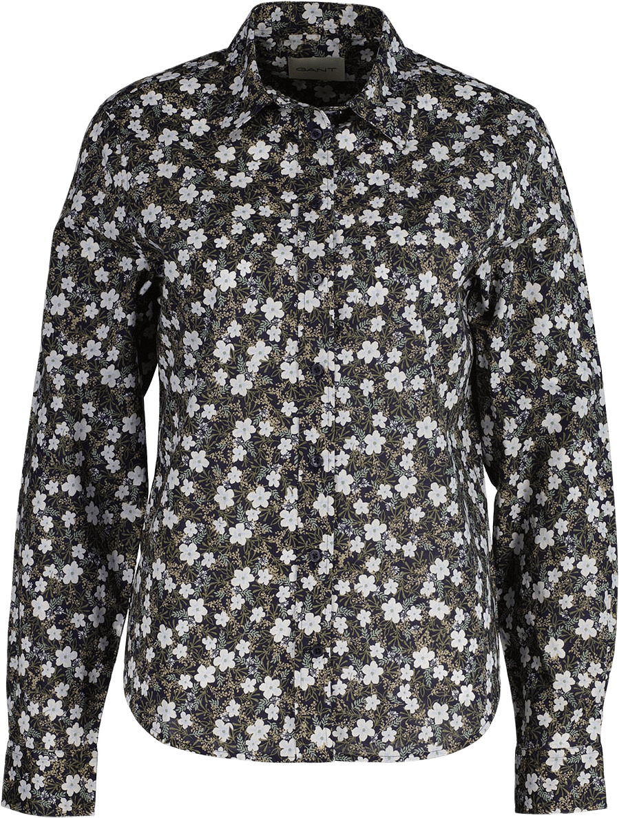 Regular Fit Floral Print Cotton Voile Shirt, från GANT, i färgen Classic Blue.