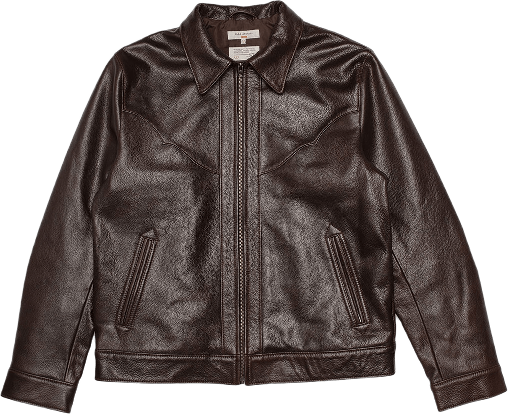 Joppe Western Leather Jacket Brown, från Nudie Jeans, i färgen Brown.