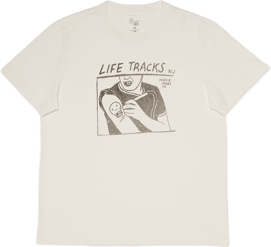 Roy Life Tracks T-Shirt Chalk White, från Nudie Jeans, i färgen Chalk White.