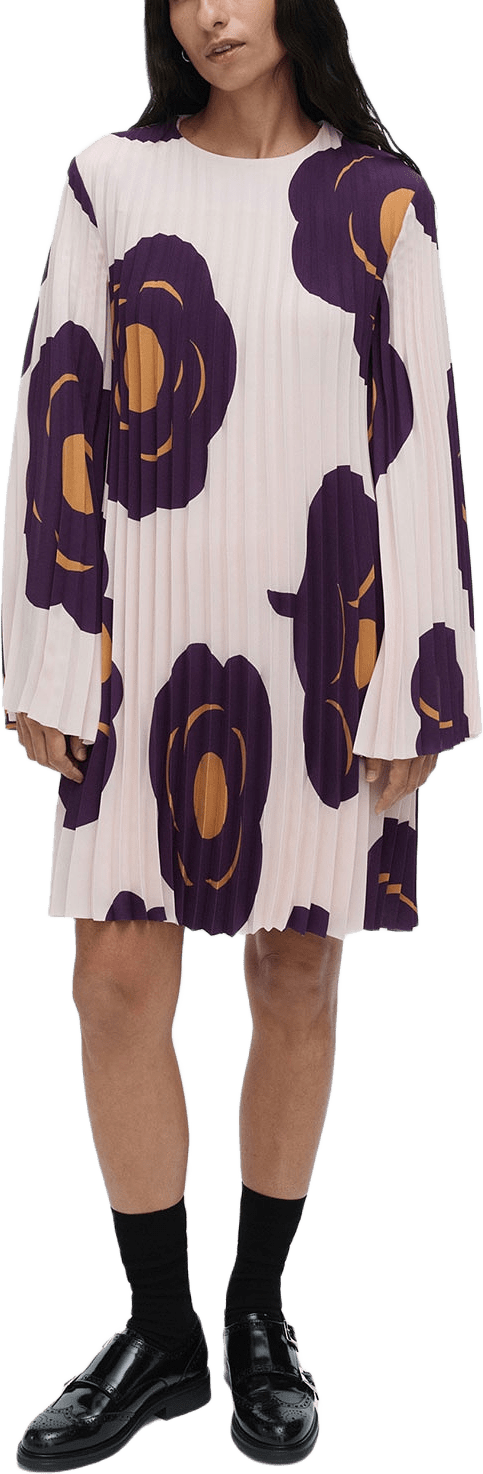FROSTI TUMMA Dress, från Marimekko, i färgen Light Pink, Dark Violet, Brown.