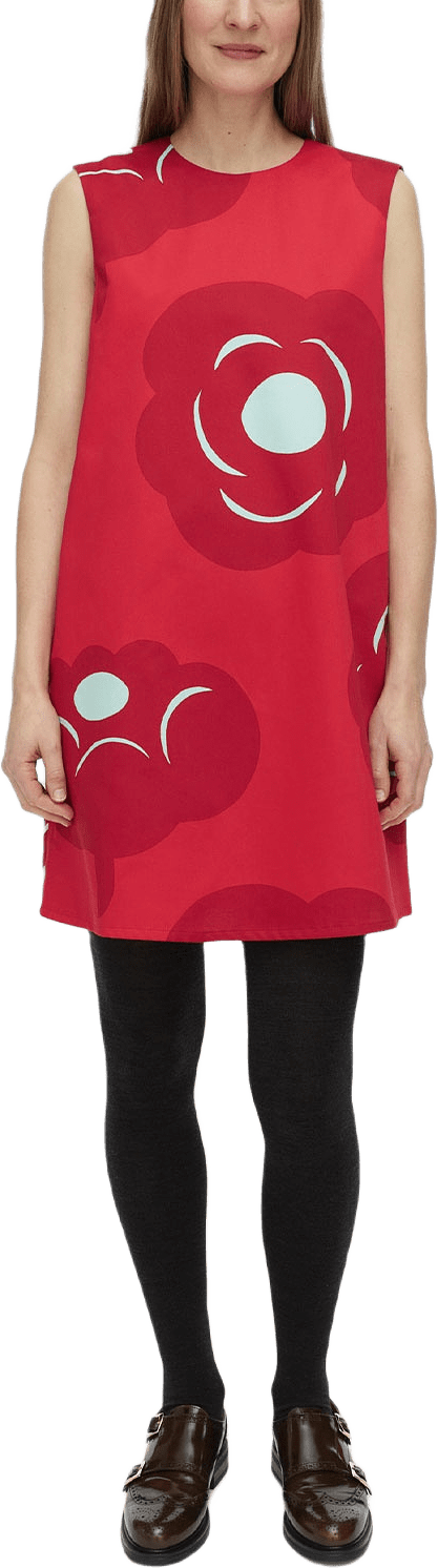 SILUETTI TUMMA Dress, från Marimekko, i färgen Red, Dark Red, Light Turquoise.
