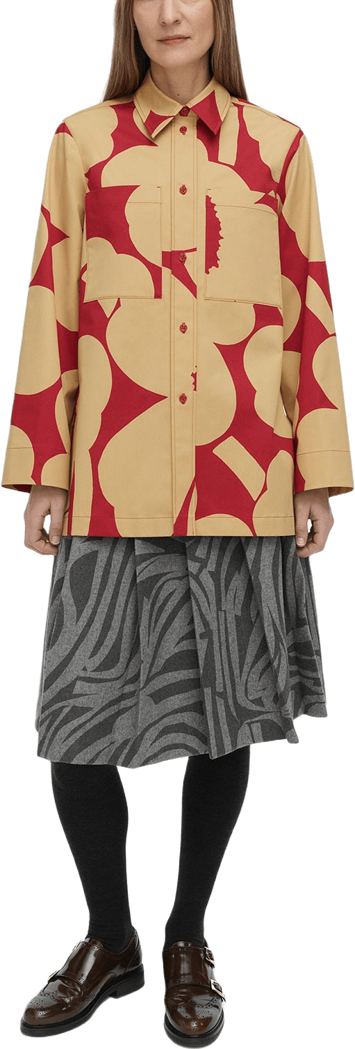 MAARIA UNIKKO Shirt, från Marimekko, i färgen Light Brown, Red.
