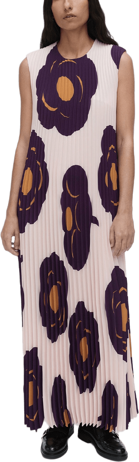 JUHLIA TUMMA Dress, från Marimekko, i färgen Light Pink, Dark Violet, Brown.