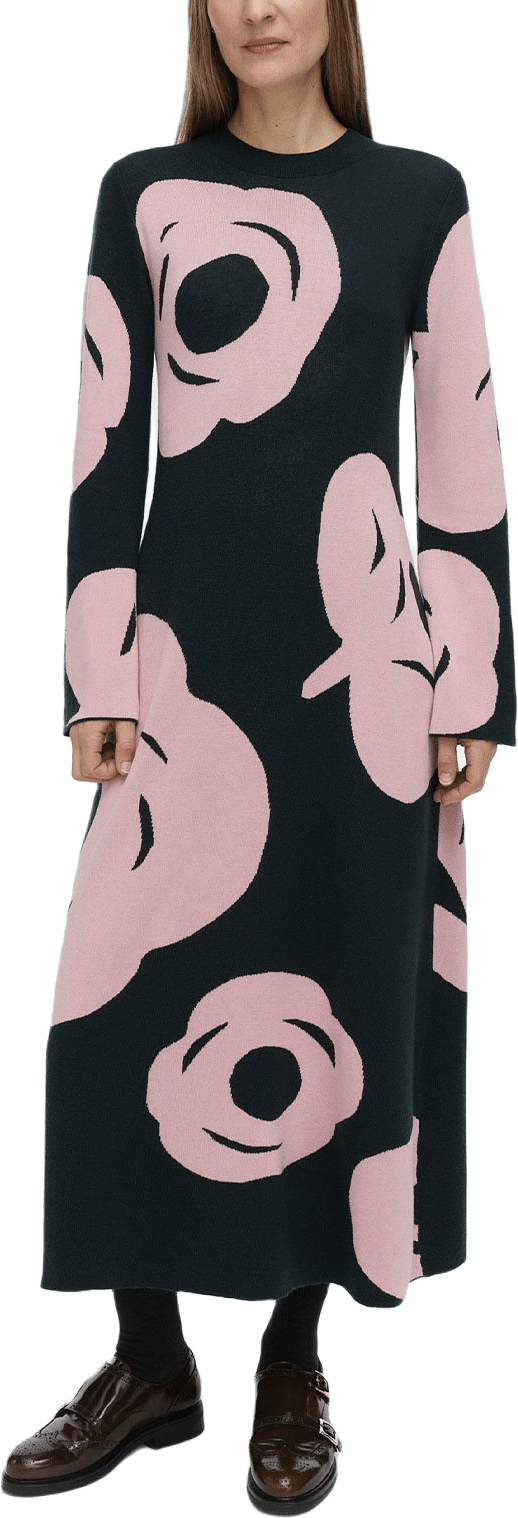 LEIKKUU TUMMA Dress, från Marimekko, i färgen Dark Green, Light Pink.