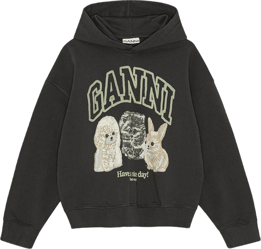 Isoli Oversize Animals Crop Hoodie, från GANNI, i färgen Phantom.