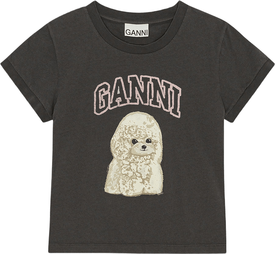 Basic Cotton Jersey Poodle Baby Fit T-shirt, från GANNI, i färgen Phantom.