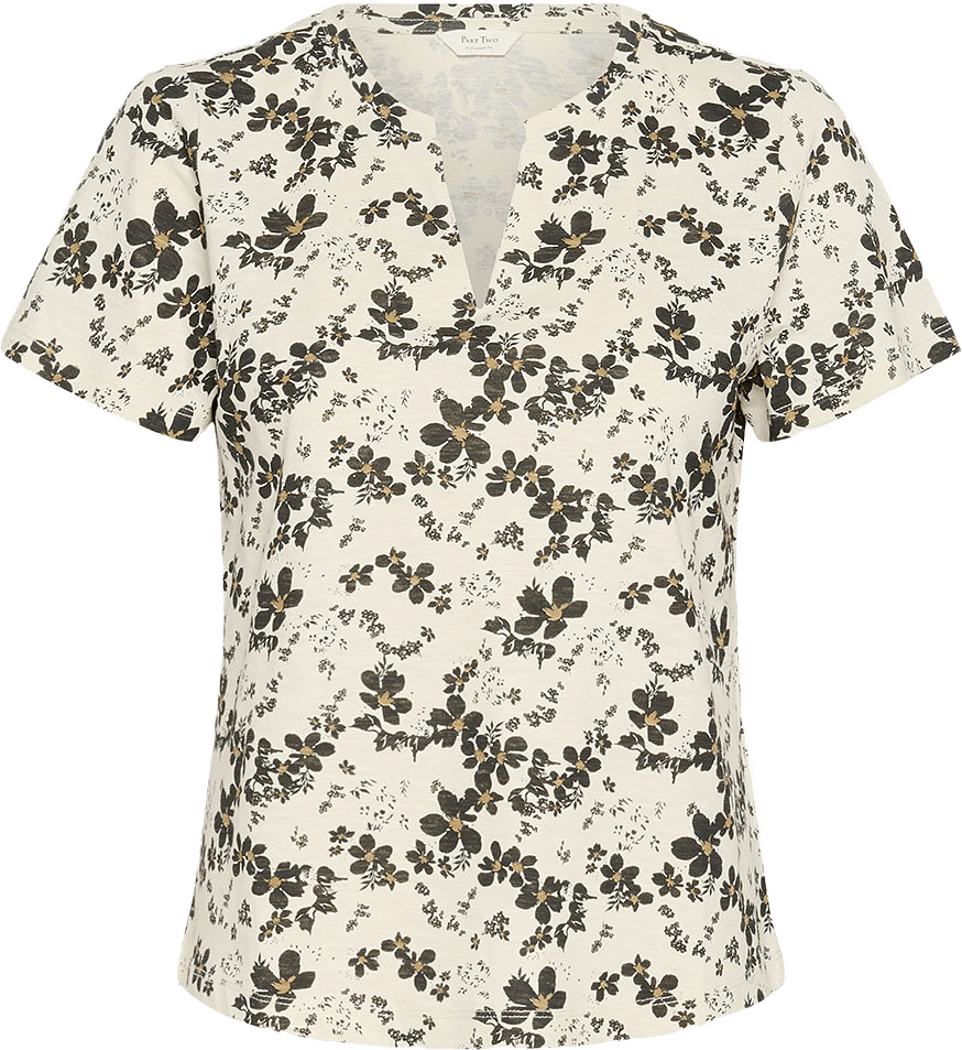 GesinasPW T-shirt, från Part Two, i färgen Black Contrast Flower Print.