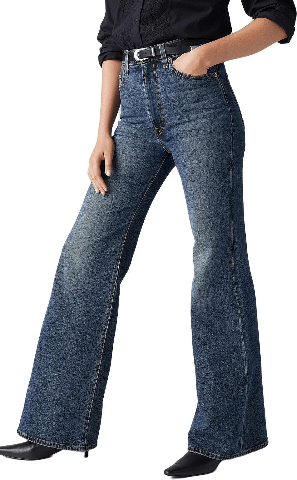 Ribcage Bell jeans, från Levi's, i färgen Blue.