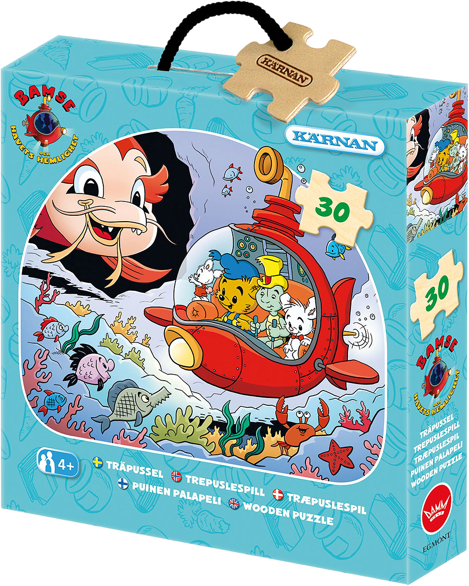 Träpussel med 30 bitar, Bamse och havets hemlighet, från KÄRNAN.