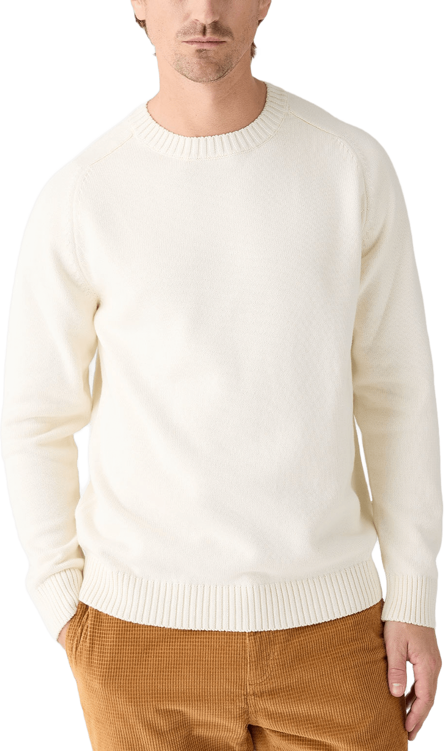 Plain Knitted Crew Neck - GOTS/Vegan, från Knowledge Cotton Apparel, i färgen Egret.