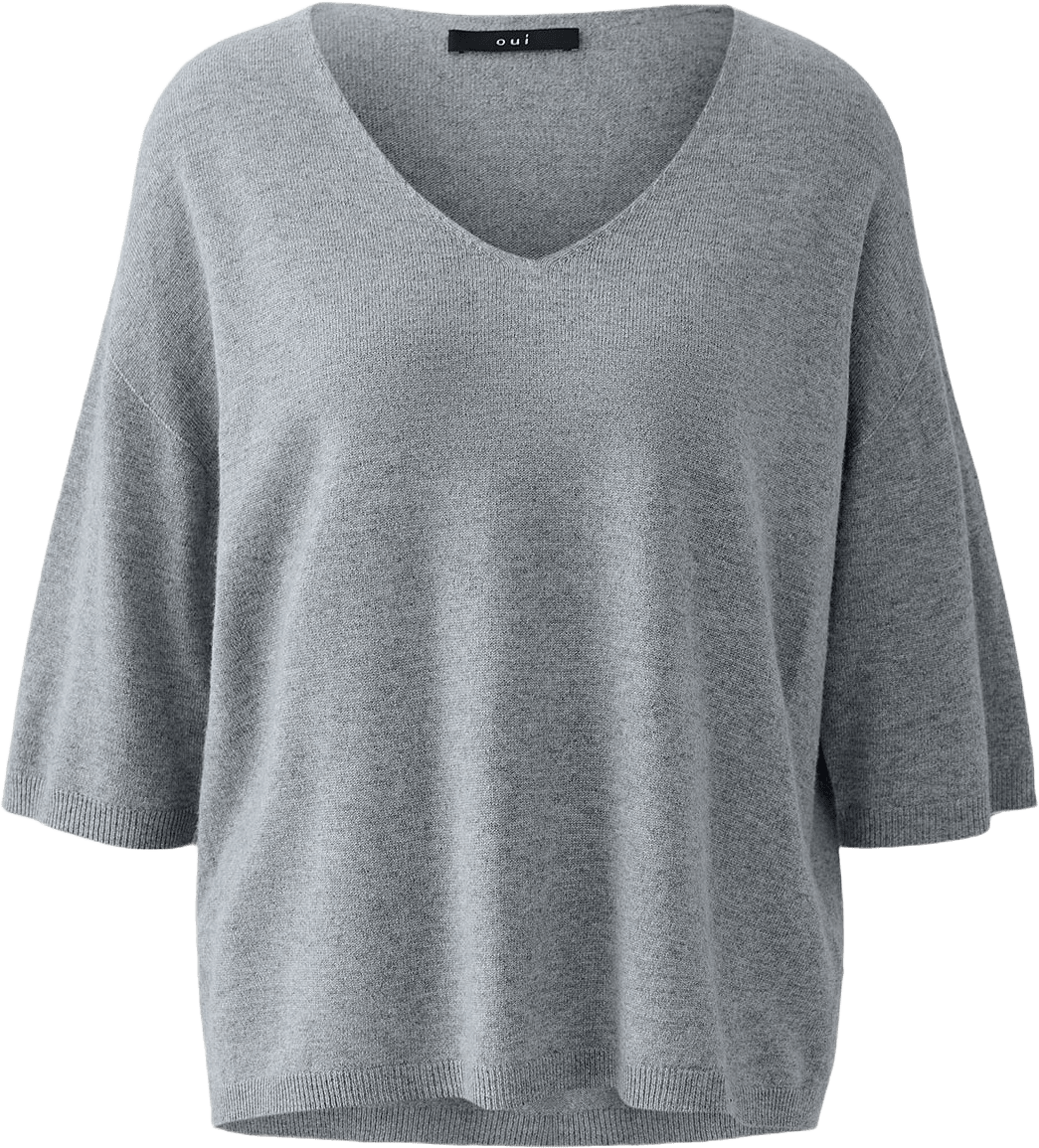 Tunnstickad tröja, från Oui, i färgen Graphite.